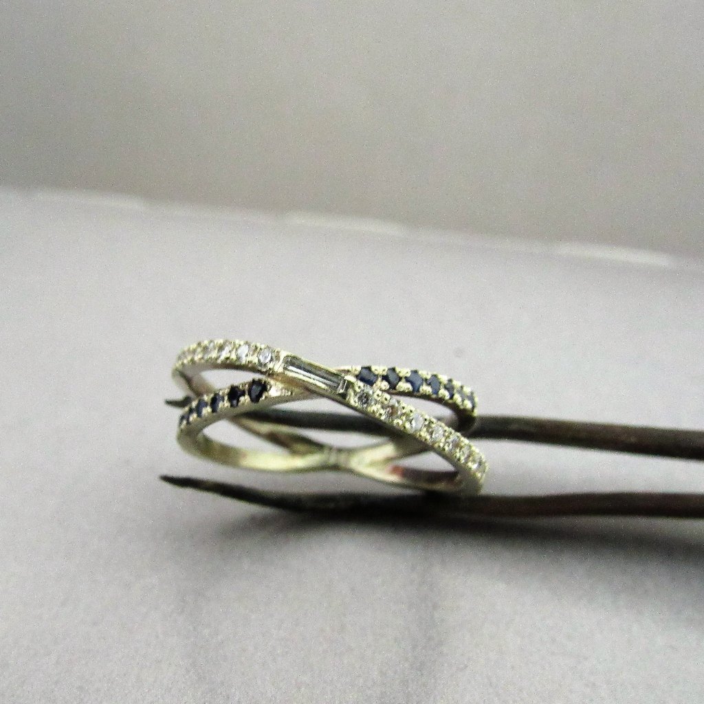 Engagement Ring. Diamonds And Sapphires Ring.